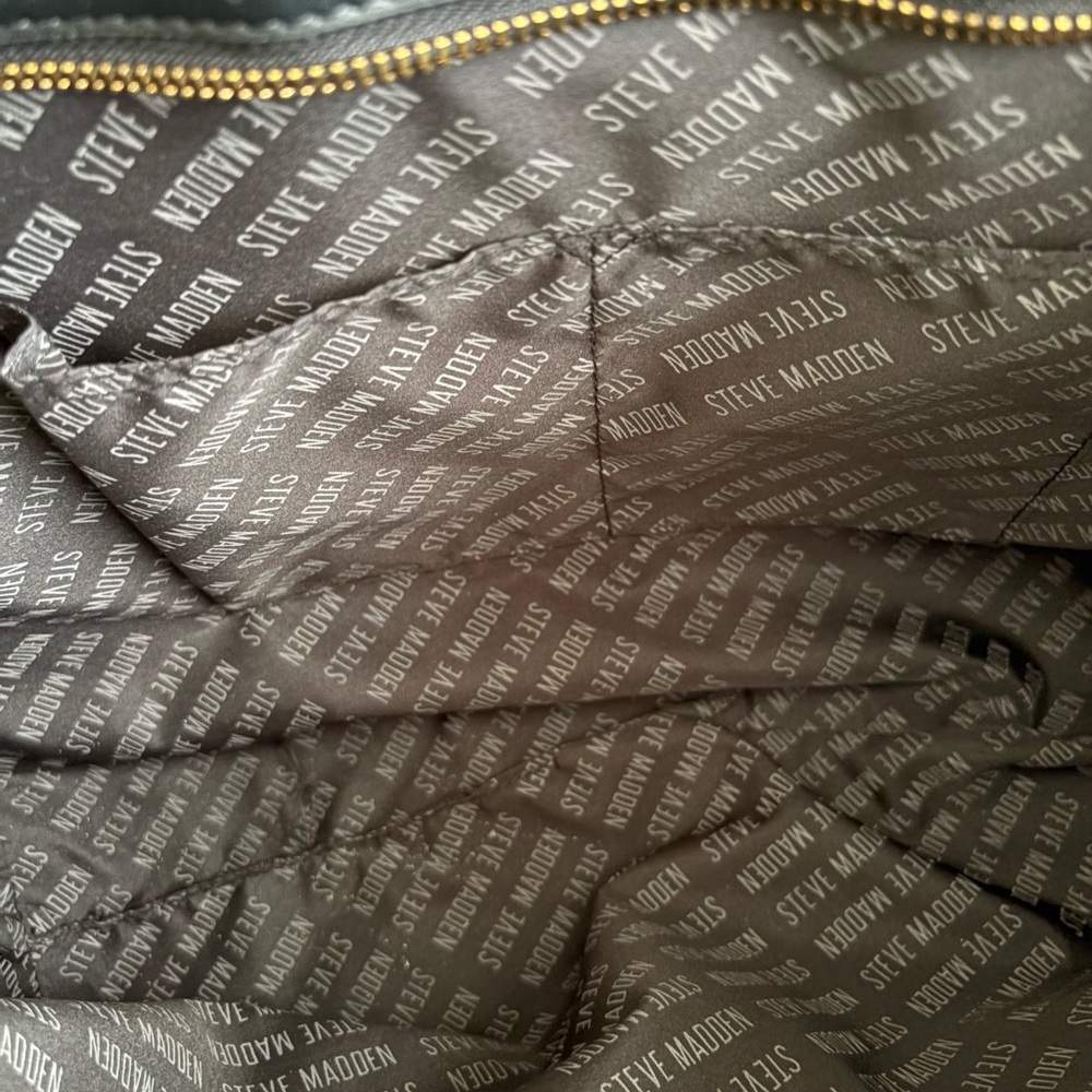 Steve Madden Black and Gold Accent Broy Buckles Tote - Picture 10 of 12